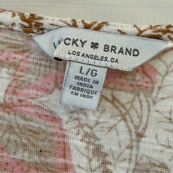 Lucky Brand Pink and Brown Floral Blouse Large - Picture 6 of 6